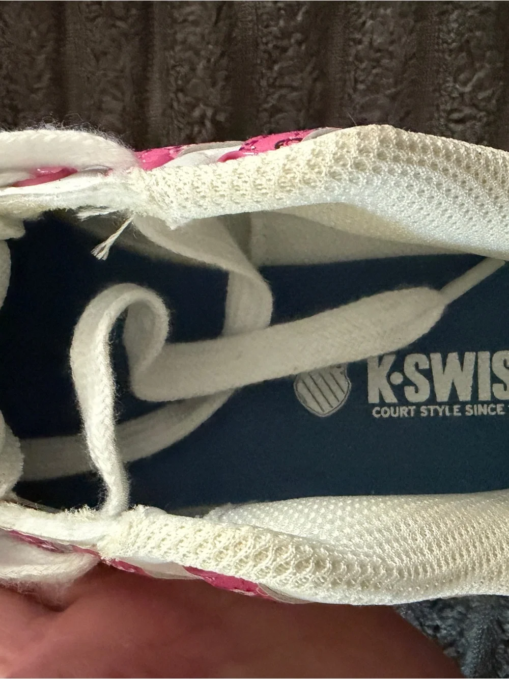 K-Swiss White Sneakers with Pink Patterned Stripes - Kids